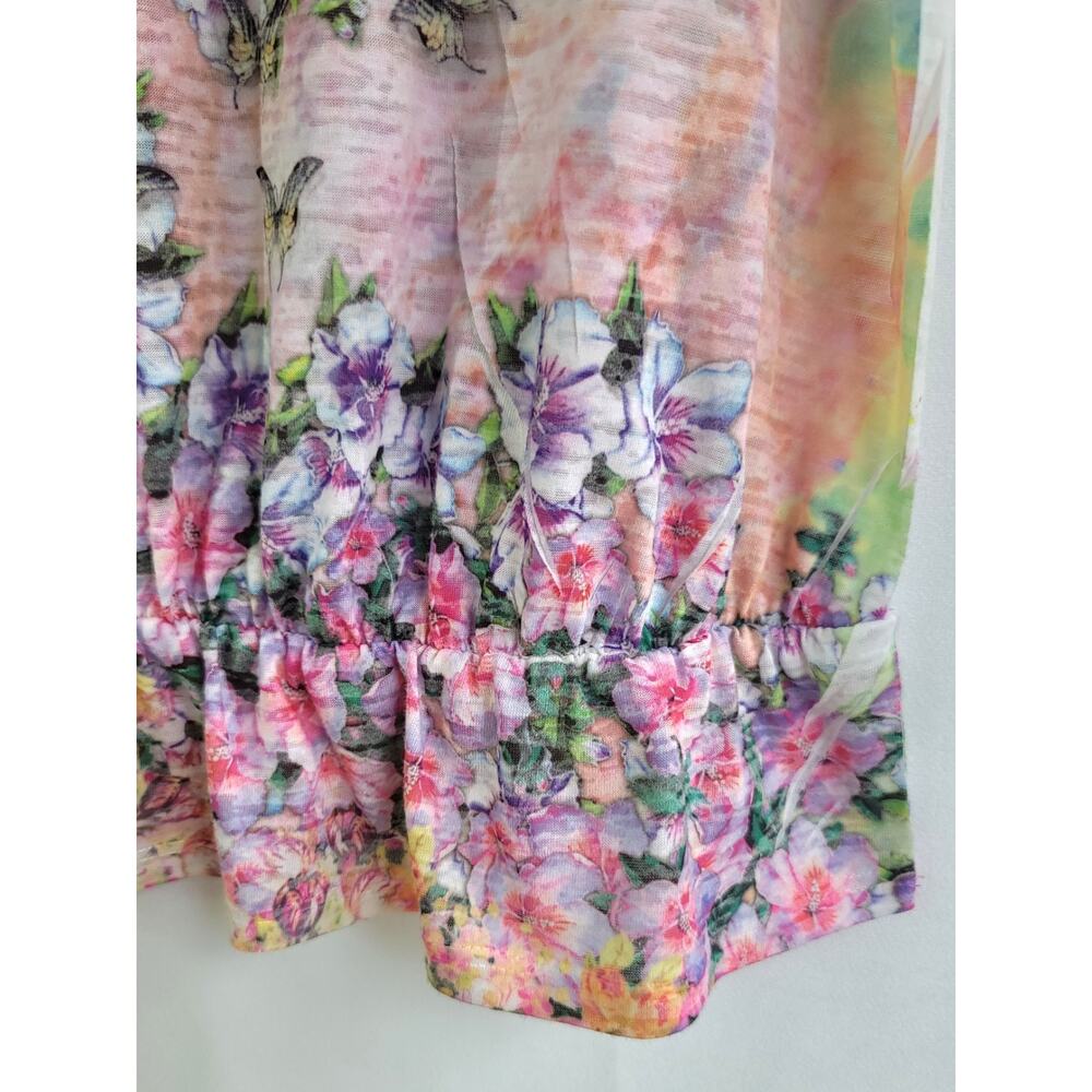 Sundance Boho Butterflies Floral Watercolor Sublimation Print Ruffle Top Size L - Picture 7 of 12